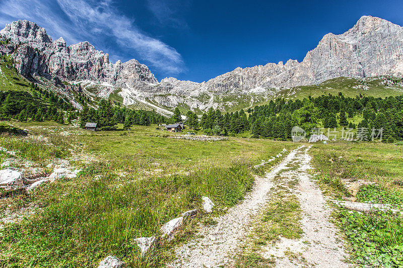 Dolomites山景，Rosengartengruppe南蒂罗尔/意大利，欧洲。戏剧性的一幕。美丽的世界。